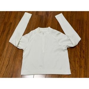 Lululemon Rest Less Cropped Half Zip Long Sleeve White Size 14